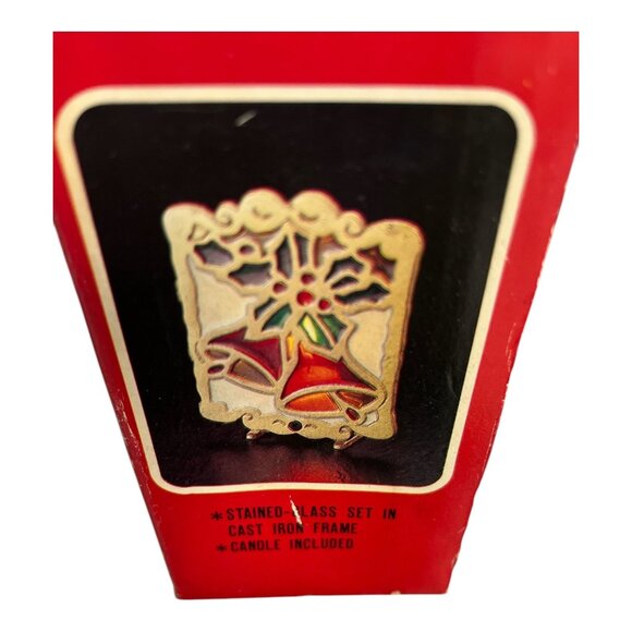 Vintage John Buck Cast Iron and Stained-Glass Candle Holder 1970's - Picture 10 of 10